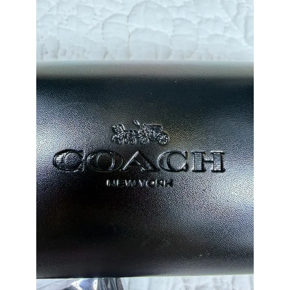 Coach Black Leather Eyeglass Sunglasses Case Signature Protective Travel Holder
